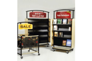 Wood and metal shelving